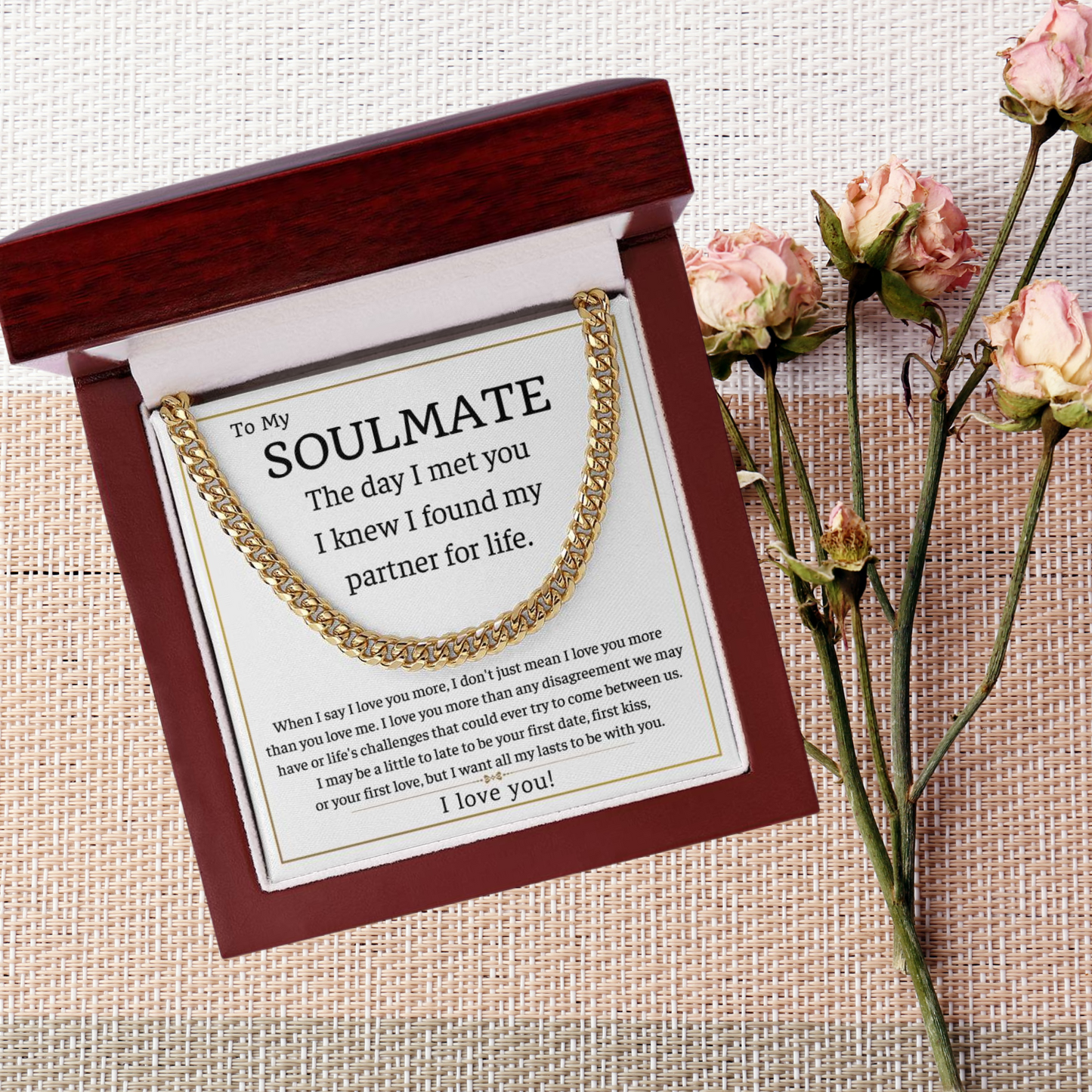 To My Soulmate-Partner for life- Womens Cuban Chain Necklace