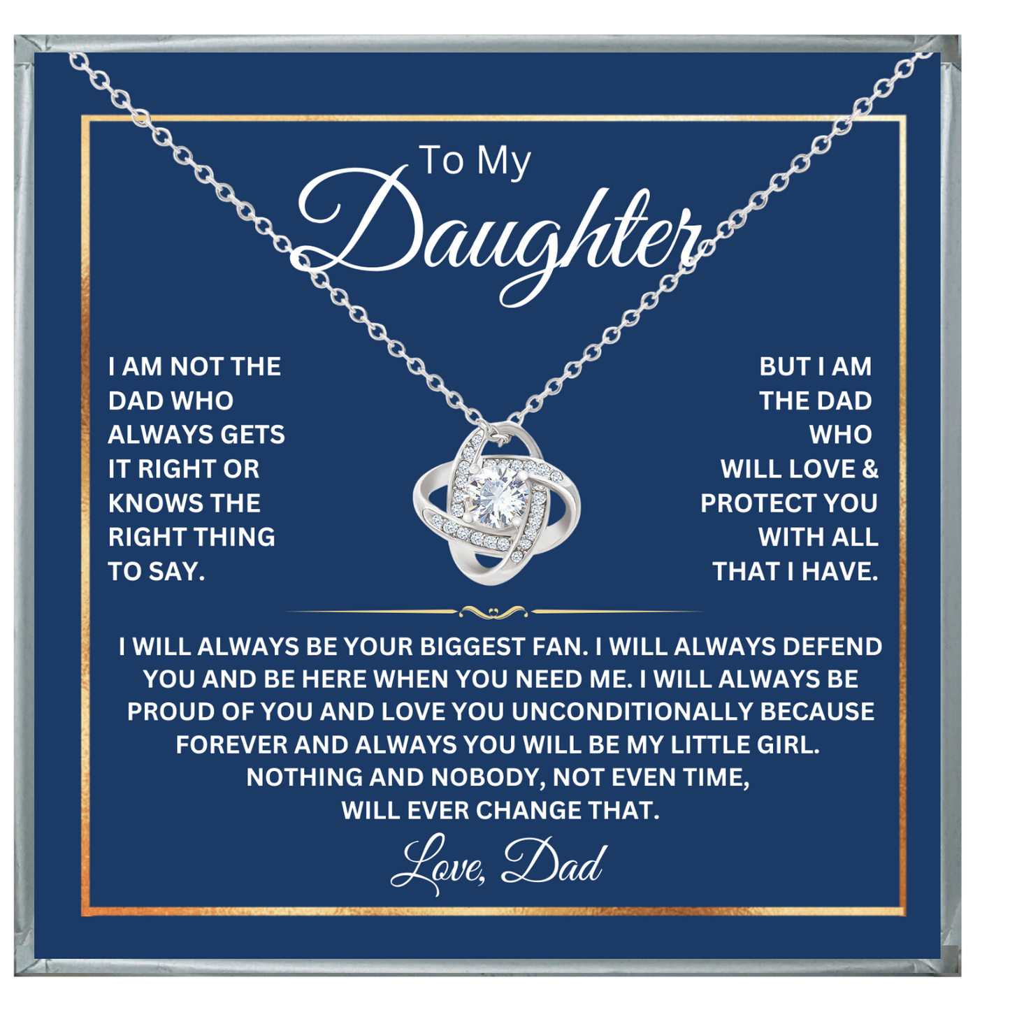 To My Daughter – Love Knot Necklace from Dad with ‘Biggest Fan’ Message Card | Gift for Daughter