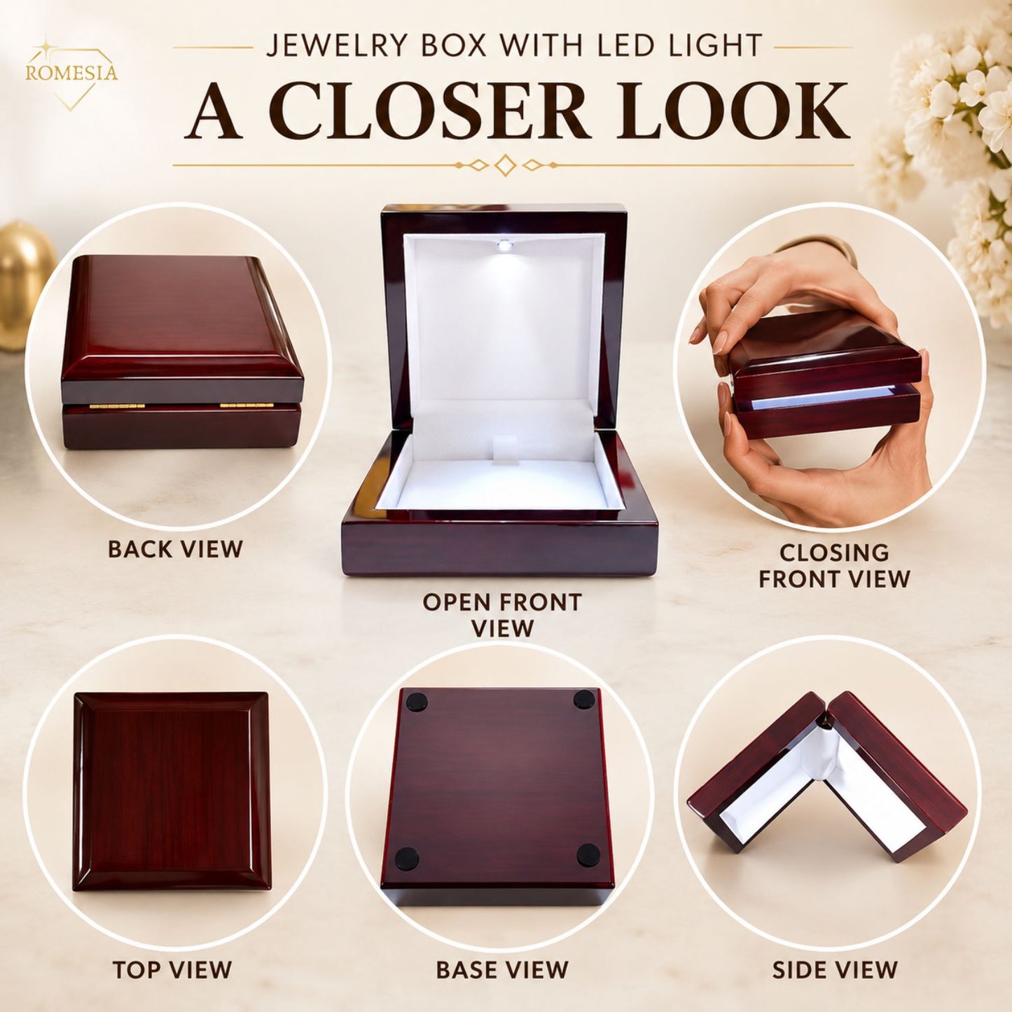 Mahogany Style Gift Box w/LED Light