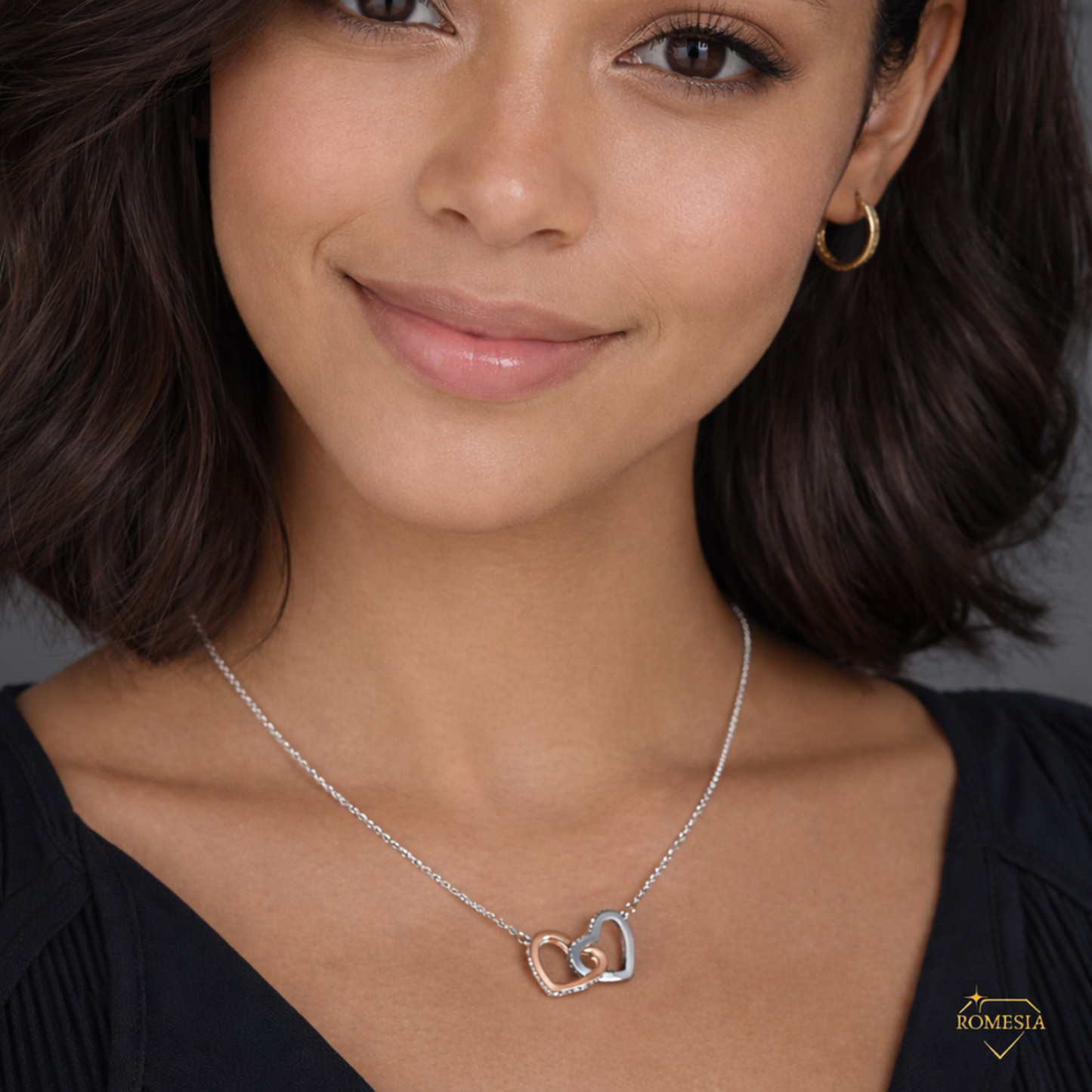 Soulmate-Happy Heart- Interlocking Hearts necklace