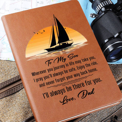 To My Son-Journey in Life- Graphic Leather Journal