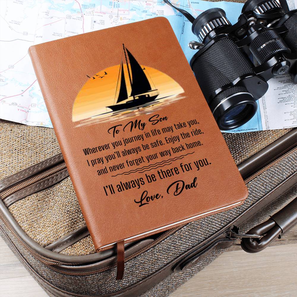 To My Son-Journey in Life- Graphic Leather Journal