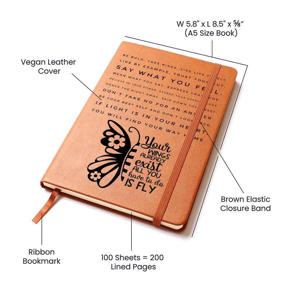 Your wings already exist- Graphic Leather Journal