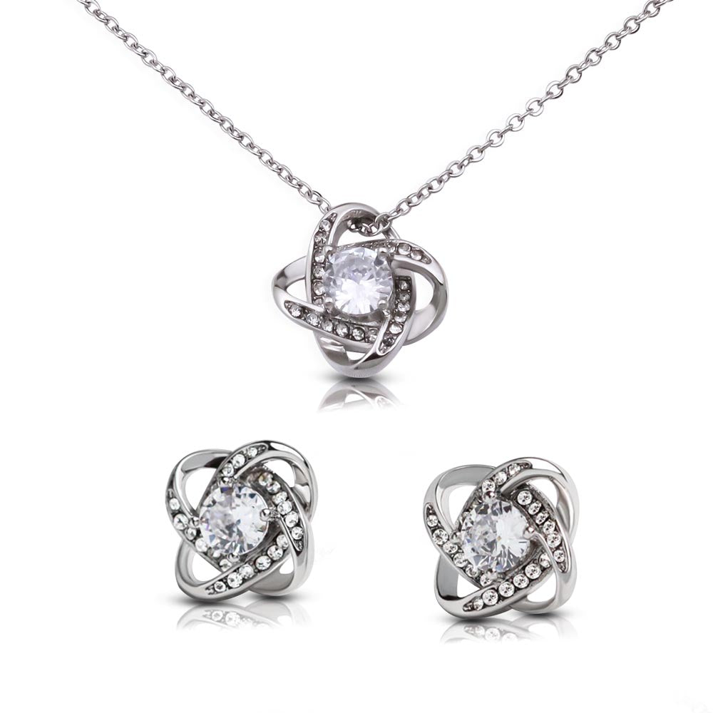 To My soulmate- Best Thing-Love knot Necklace w/Earrings