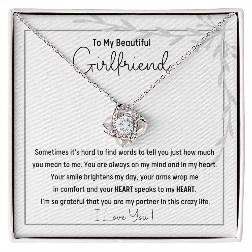 To My Beautiful Girlfriend-I'm so grateful-Love Knot Necklace