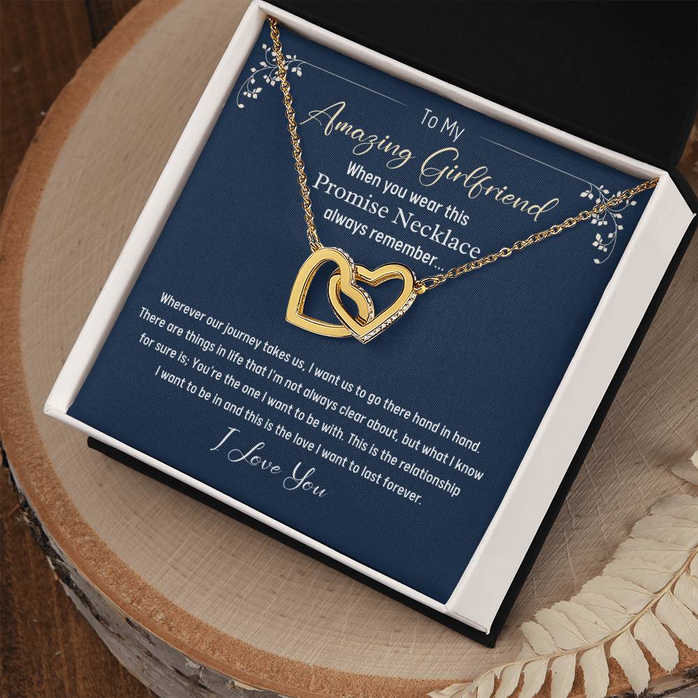 To My Amazing Girlfriend-Promise Necklace-Interlocking Hearts