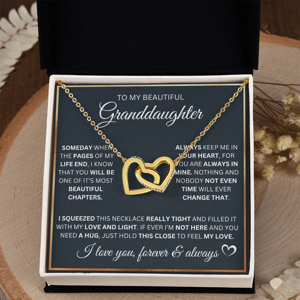 To My Granddaughter- Pages of My Life- Interlocking Hearts Necklace