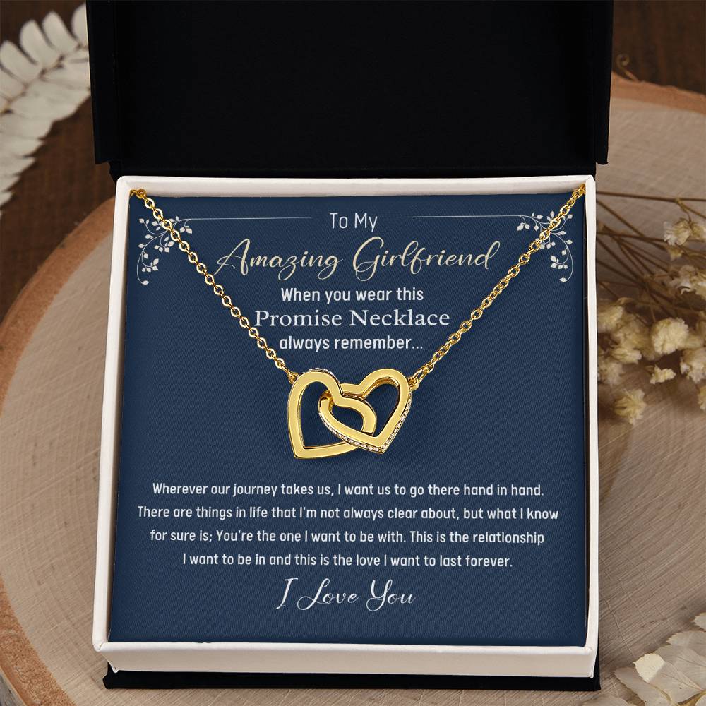 To My Amazing Girlfriend-Promise Necklace-Interlocking Hearts