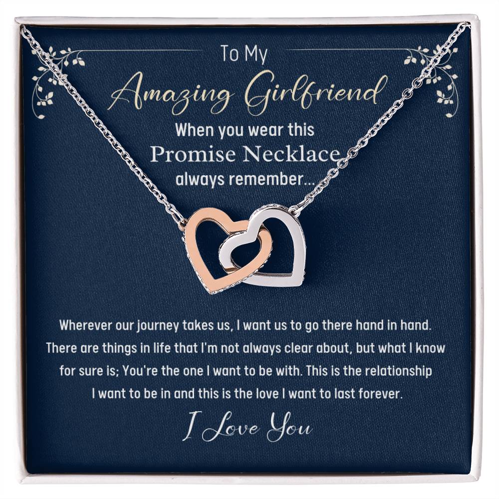 To My Amazing Girlfriend-Promise Necklace-Interlocking Hearts