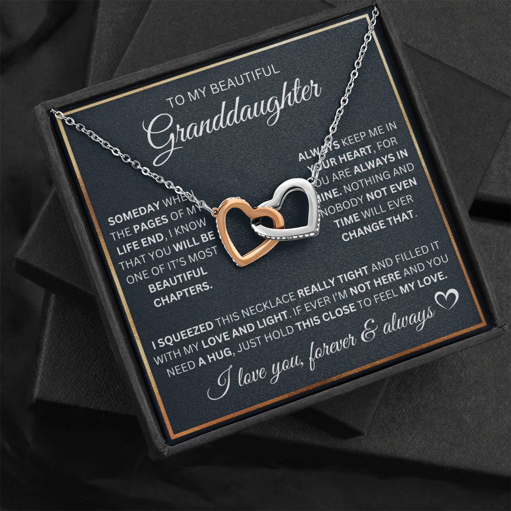 To My Granddaughter- Pages of My Life- Interlocking Hearts Necklace