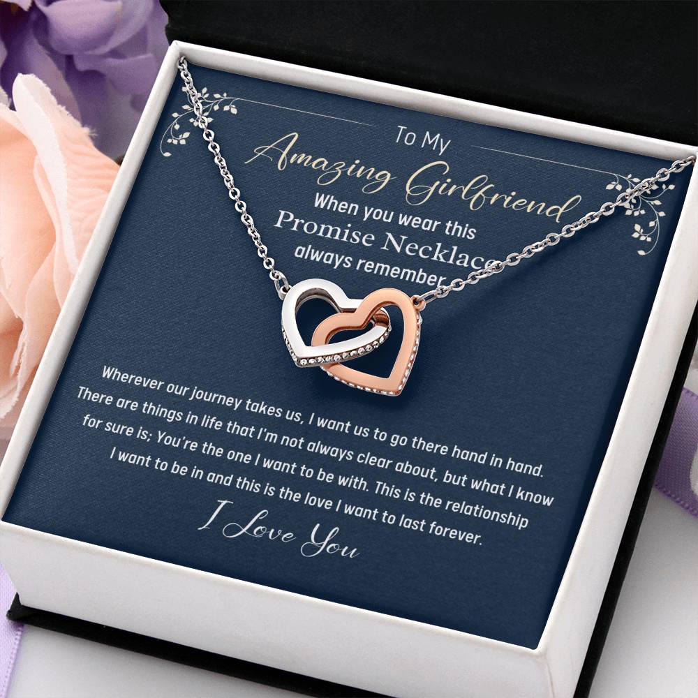 To My Amazing Girlfriend-Promise Necklace-Interlocking Hearts