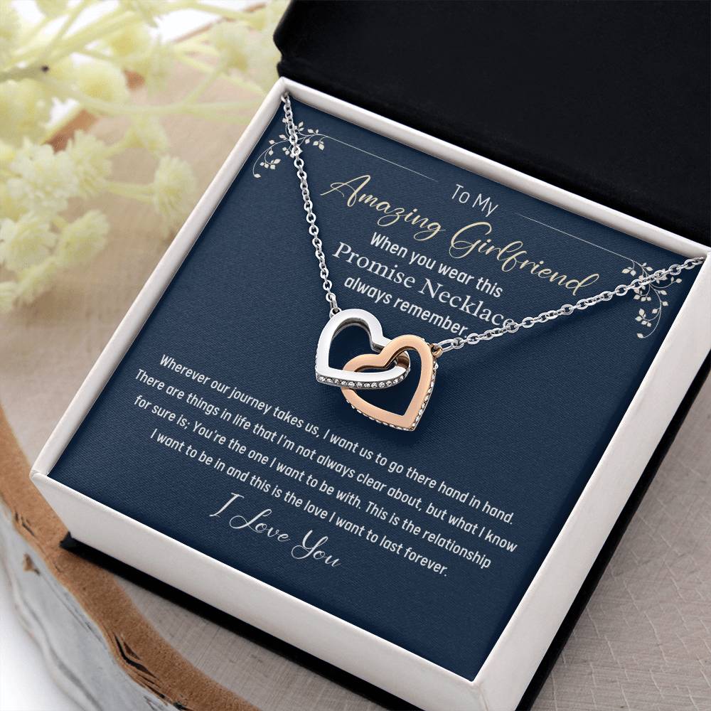 To My Amazing Girlfriend-Promise Necklace-Interlocking Hearts