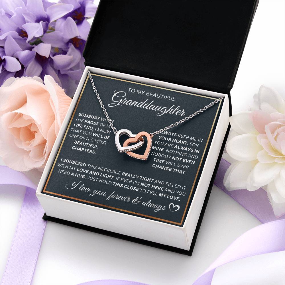 To My Granddaughter- Pages of My Life- Interlocking Hearts Necklace