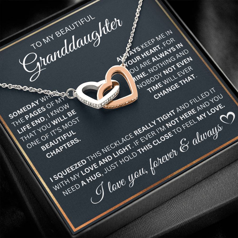 To My Granddaughter- Pages of My Life- Interlocking Hearts Necklace