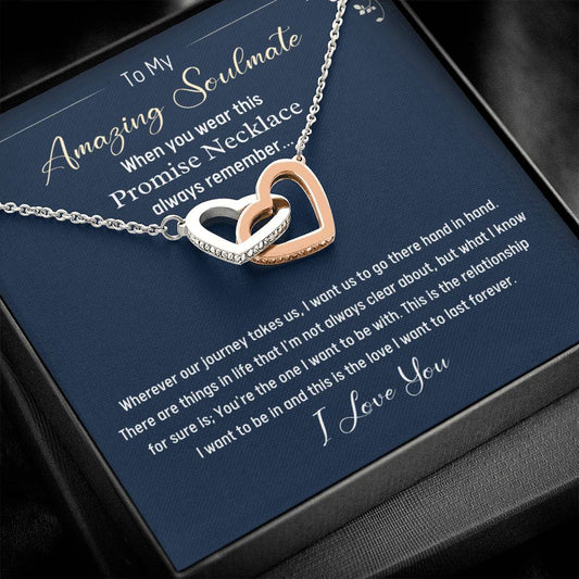 To My Amazing Soulmate-Hand in Hand- Interlocking Hearts Necklace