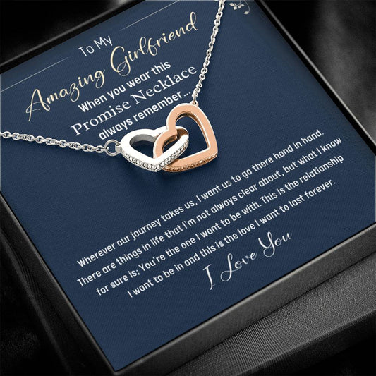 To My Amazing Girlfriend-Promise Necklace-Interlocking Hearts