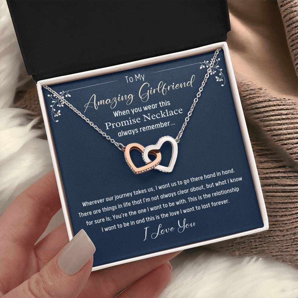 To My Amazing Girlfriend-Promise Necklace-Interlocking Hearts