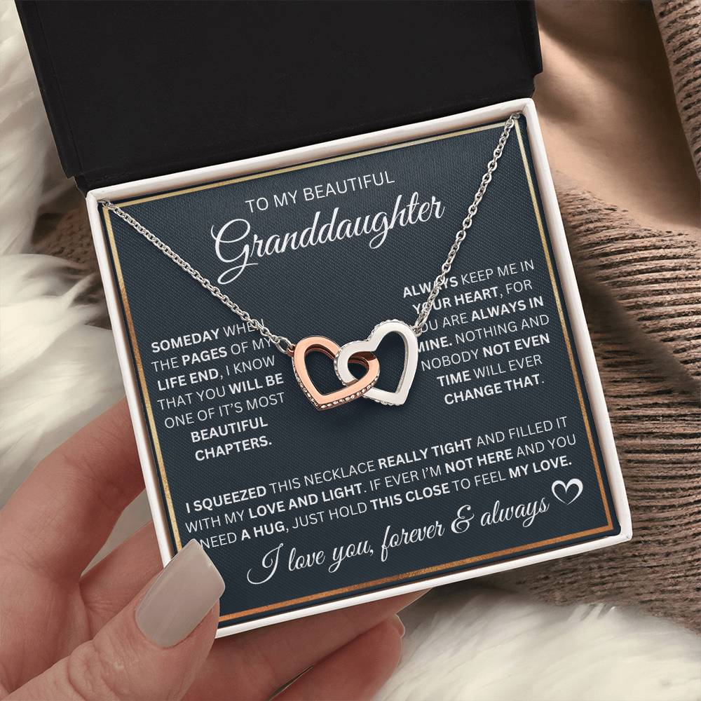 To My Granddaughter- Pages of My Life- Interlocking Hearts Necklace