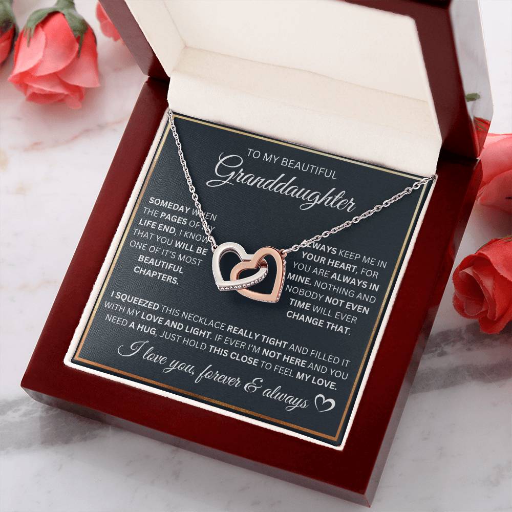 To My Granddaughter- Pages of My Life- Interlocking Hearts Necklace