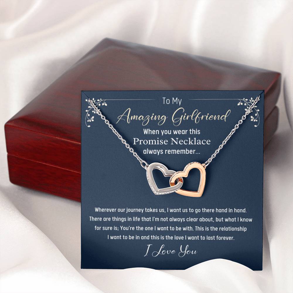 To My Amazing Girlfriend-Promise Necklace-Interlocking Hearts