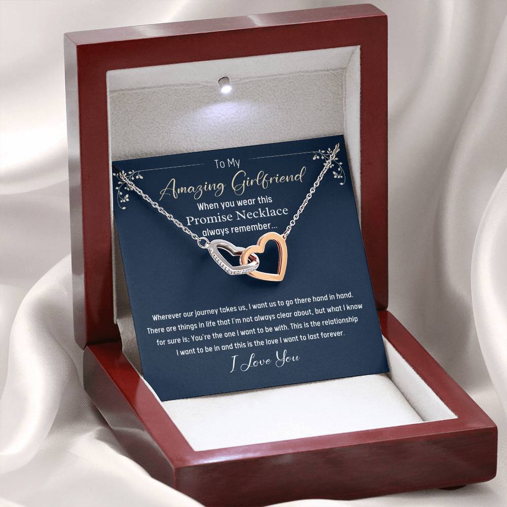 To My Amazing Girlfriend-Promise Necklace-Interlocking Hearts