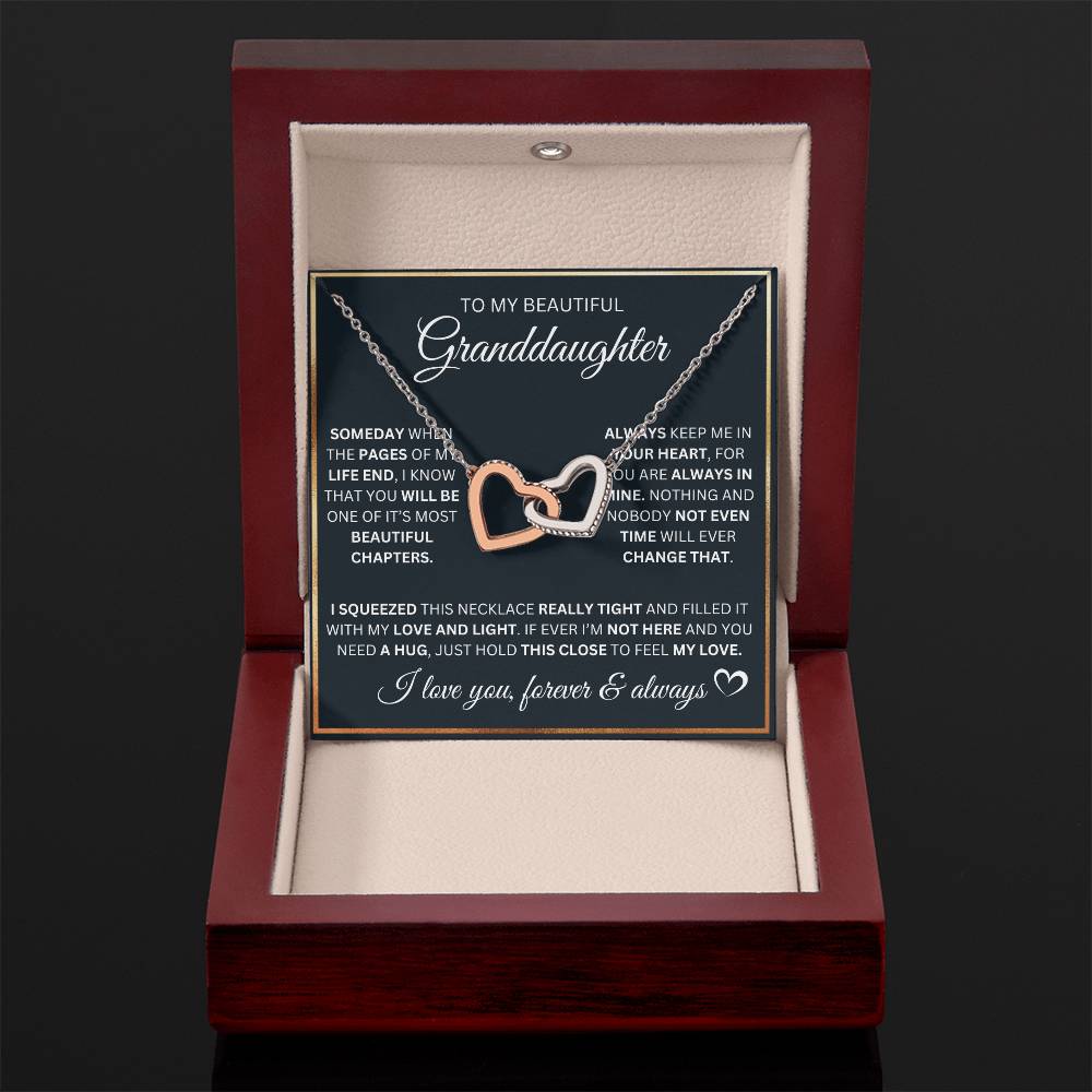 To My Granddaughter- Pages of My Life- Interlocking Hearts Necklace