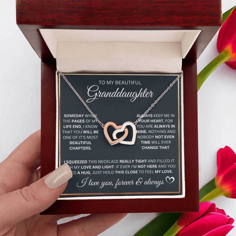 To My Granddaughter- Pages of My Life- Interlocking Hearts Necklace