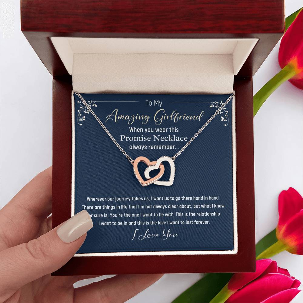 To My Amazing Girlfriend-Promise Necklace-Interlocking Hearts