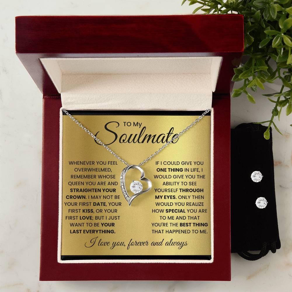 To My Soulmate-Queen- Forever Love Necklace w/Earrings