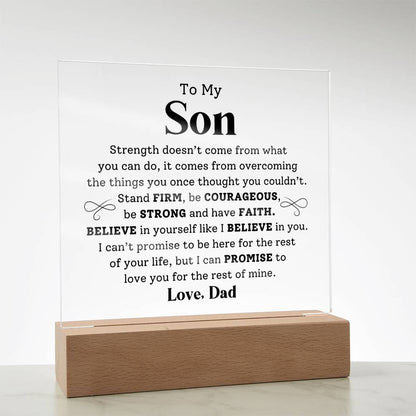 To My Son- Stand Firm- Graphic Square Acrylic Plaque