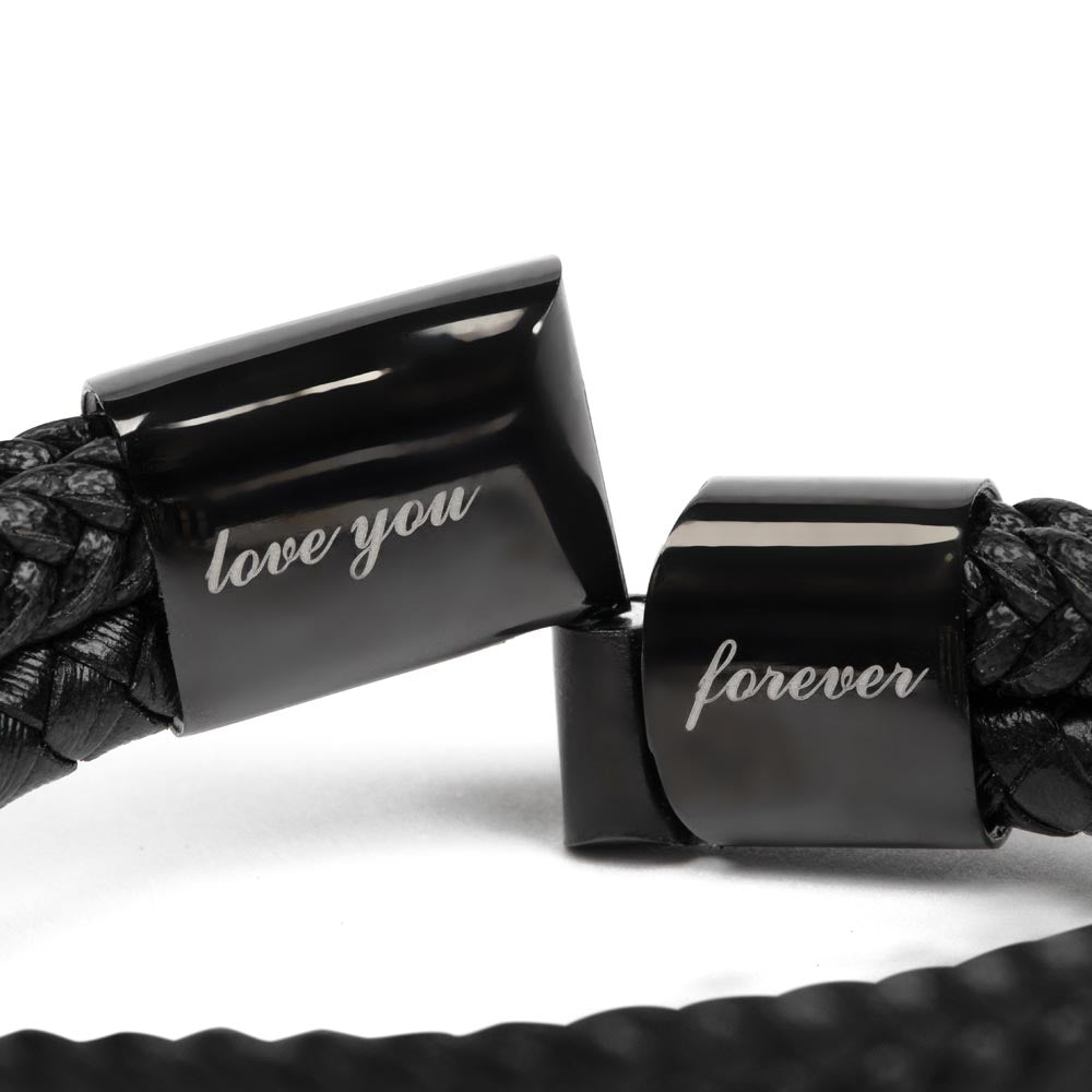 Five Star Dad- Mens "Love you forever" Leather bracelet