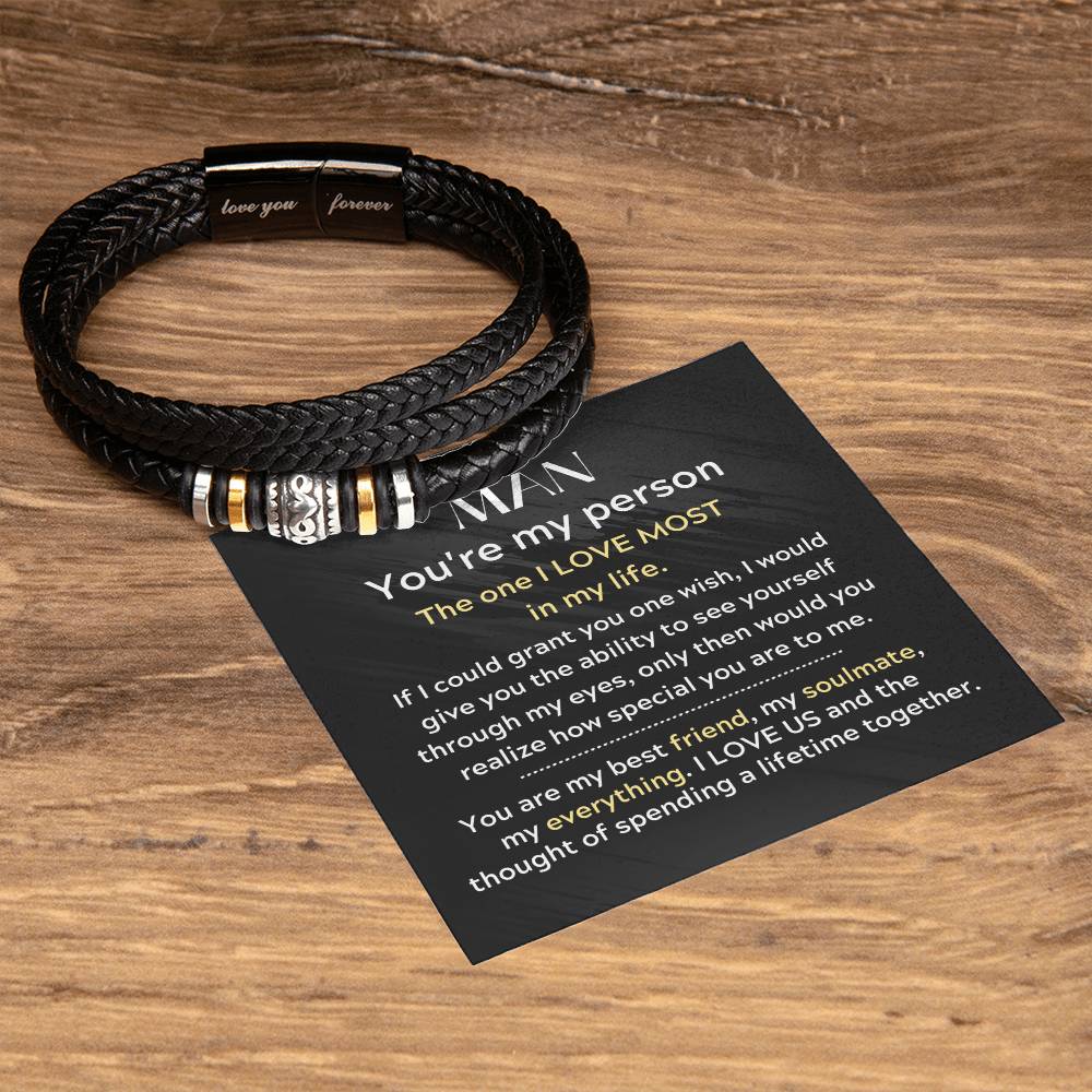 To My Man- You're My Person-Men's Love You Forever Bracelet