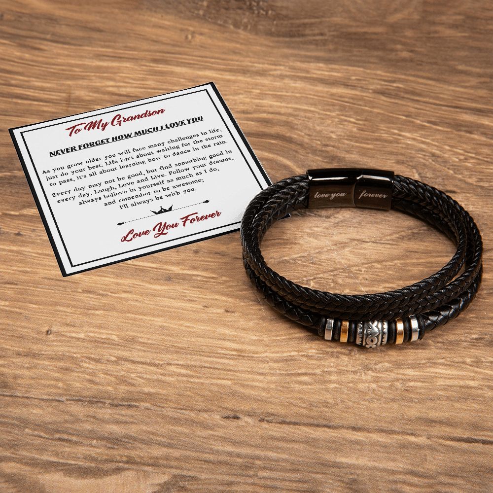 My Grandson-I'll always be with you-Men's "Love You Forever" Bracelet