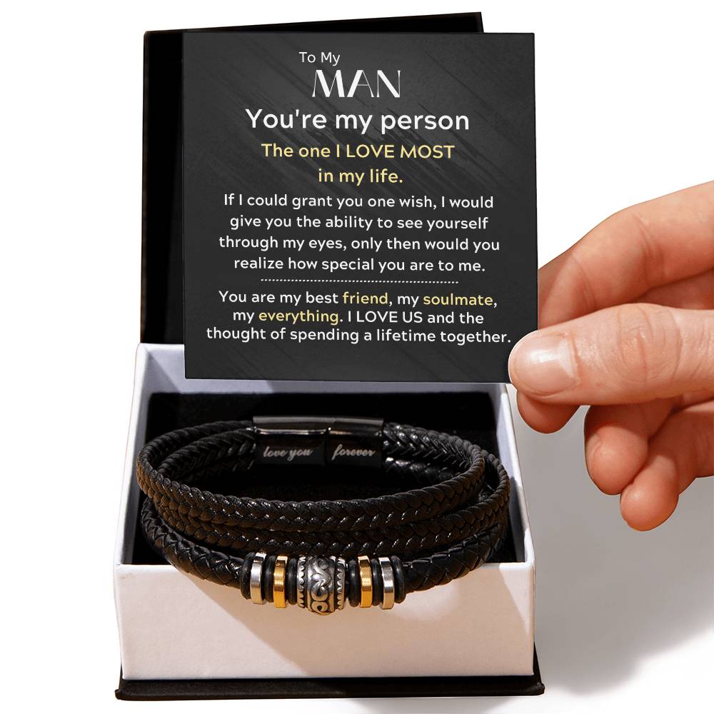 To My Man- You're My Person-Men's Love You Forever Bracelet