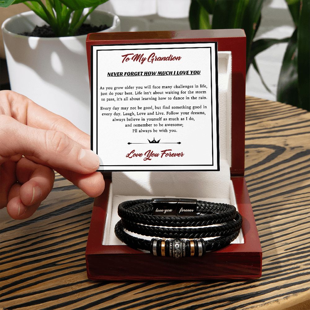 My Grandson-I'll always be with you-Men's "Love You Forever" Bracelet