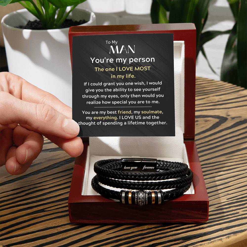 To My Man- You're My Person-Men's Love You Forever Bracelet