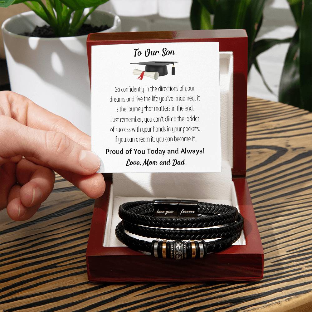 To Our Son-If You Can Dream it- Love You Forever Leather Bracelet