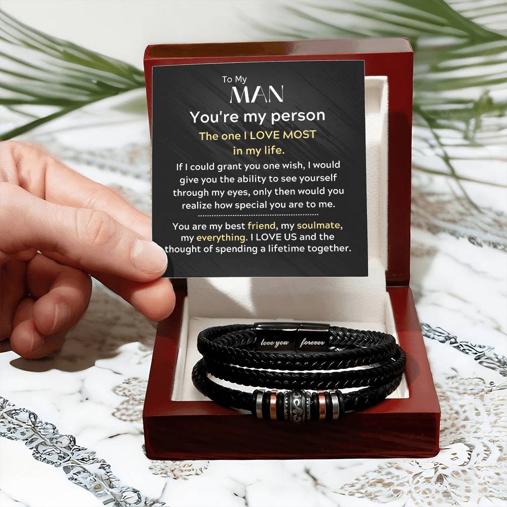 To My Man- You're My Person-Men's Love You Forever Bracelet