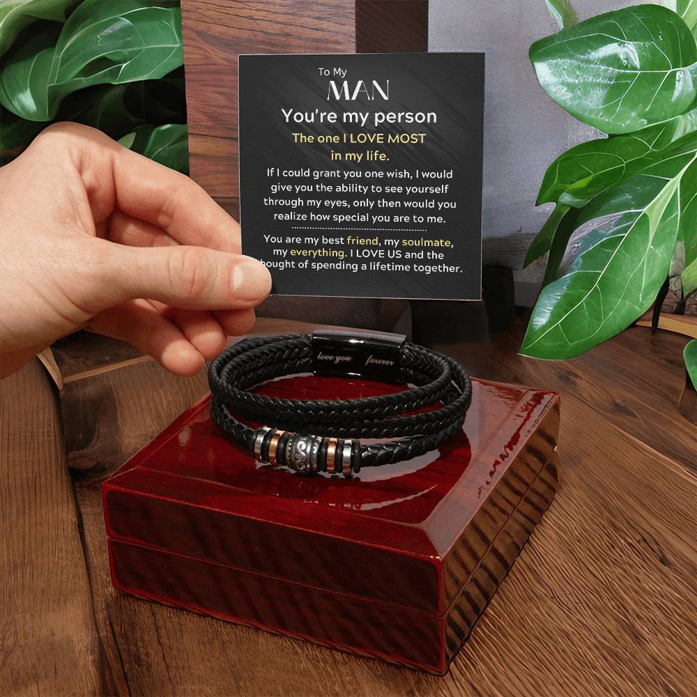 To My Man- You're My Person-Men's Love You Forever Bracelet