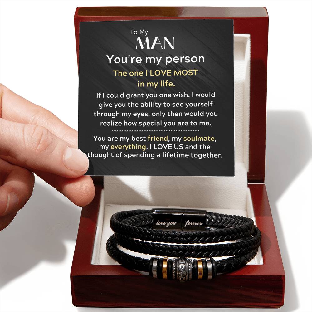 To My Man- You're My Person-Men's Love You Forever Bracelet