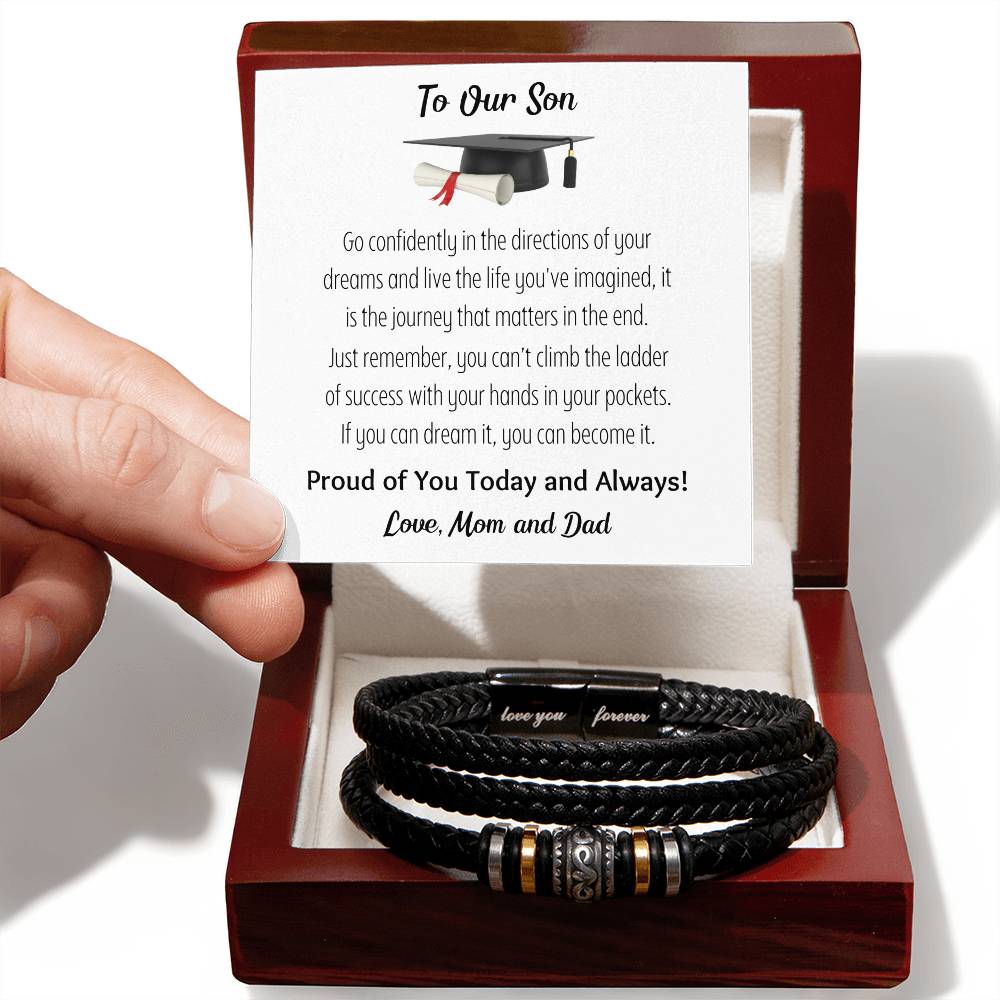 To Our Son-If You Can Dream it- Love You Forever Leather Bracelet