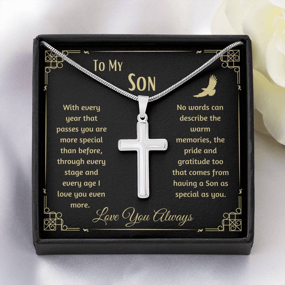 To My Son-As special as you- Cuban Link Chain with Cross