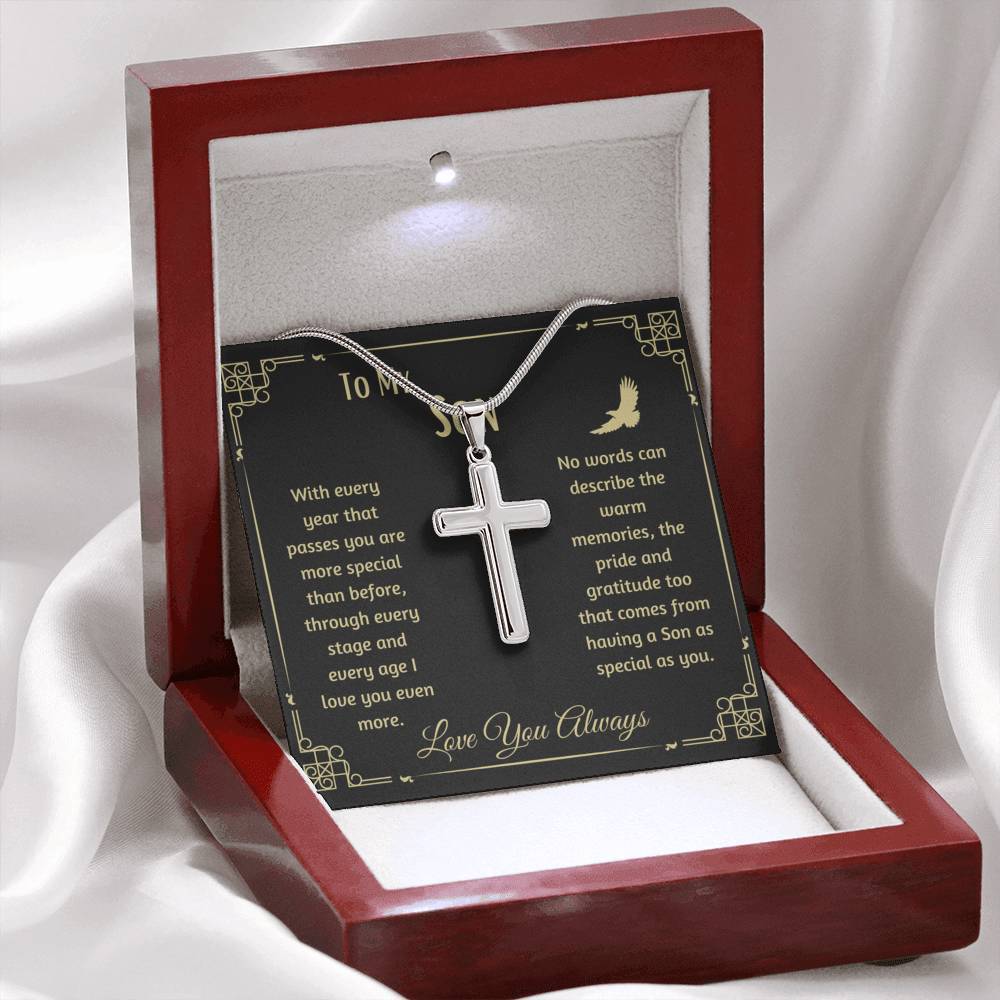 To My Son-As special as you- Cuban Link Chain with Cross