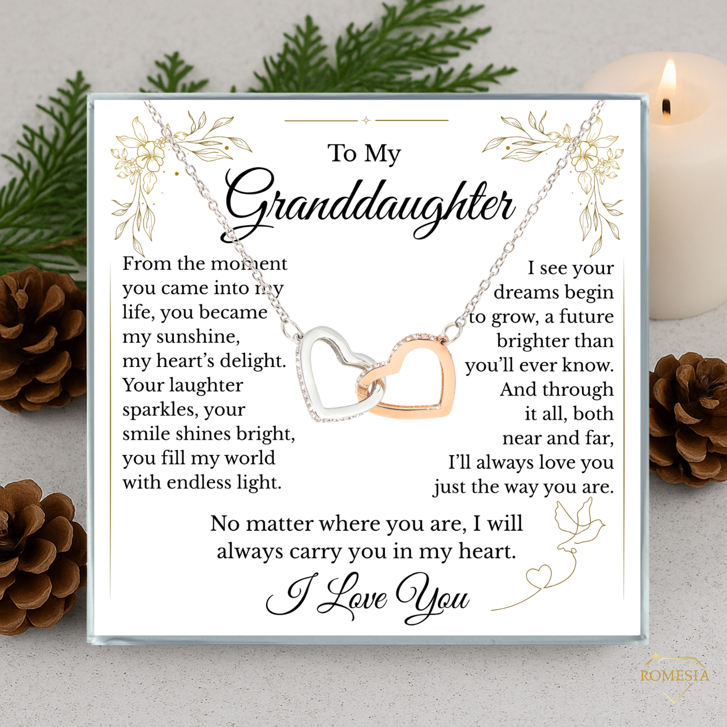 To My Granddaughter- Endless Light-Interlocking Hearts Pendent