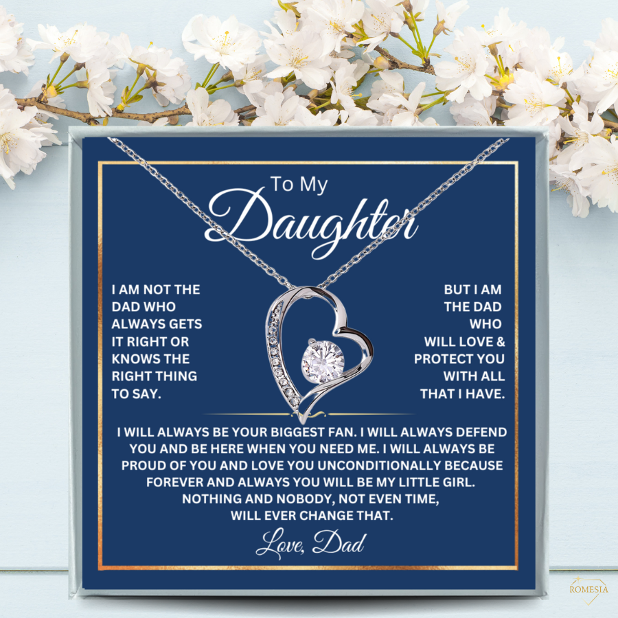 Daughter heart necklace from Dad with message card- "Fan Forever", Necklace gift for Daughter from Dad