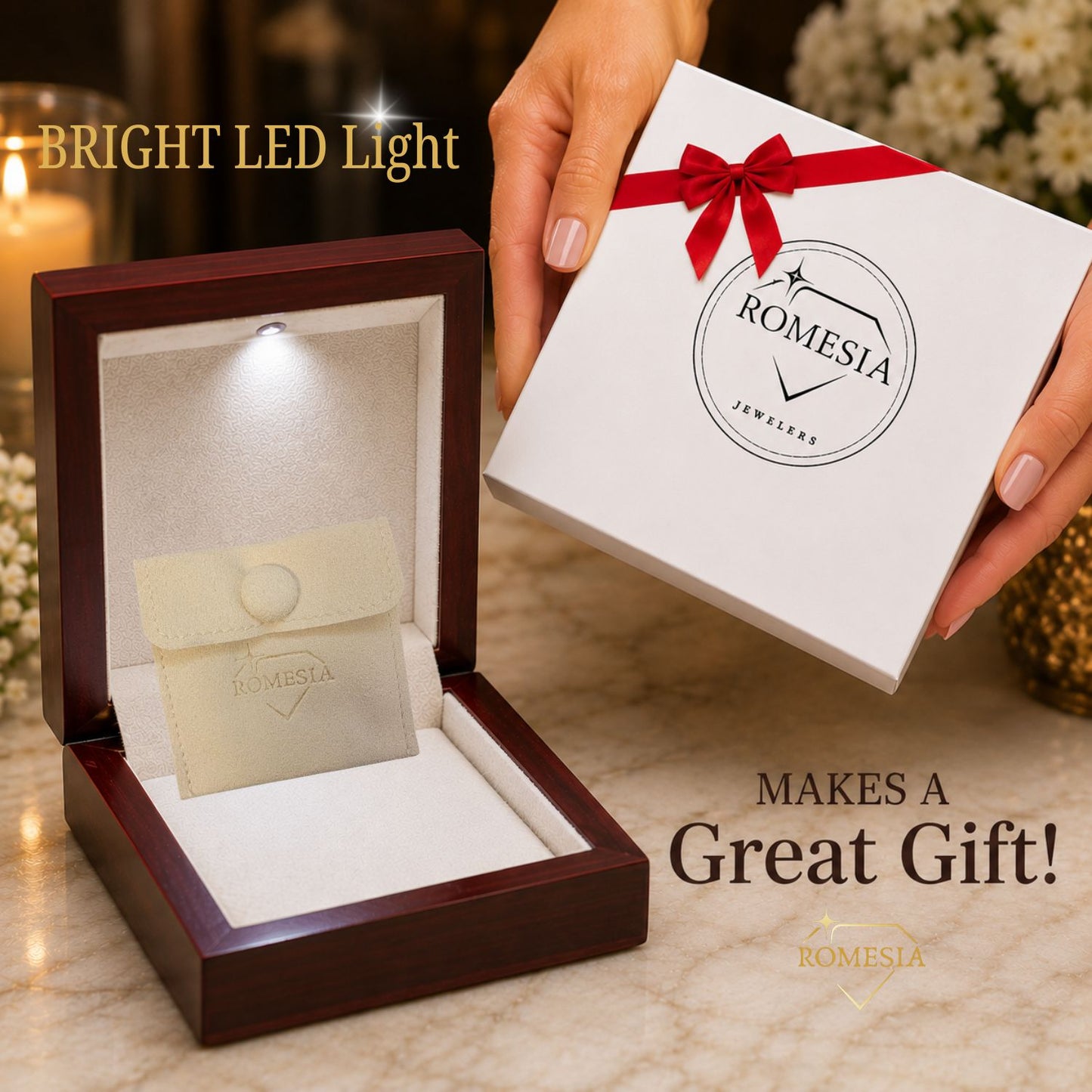 Mahogany Style Gift Box w/LED Light