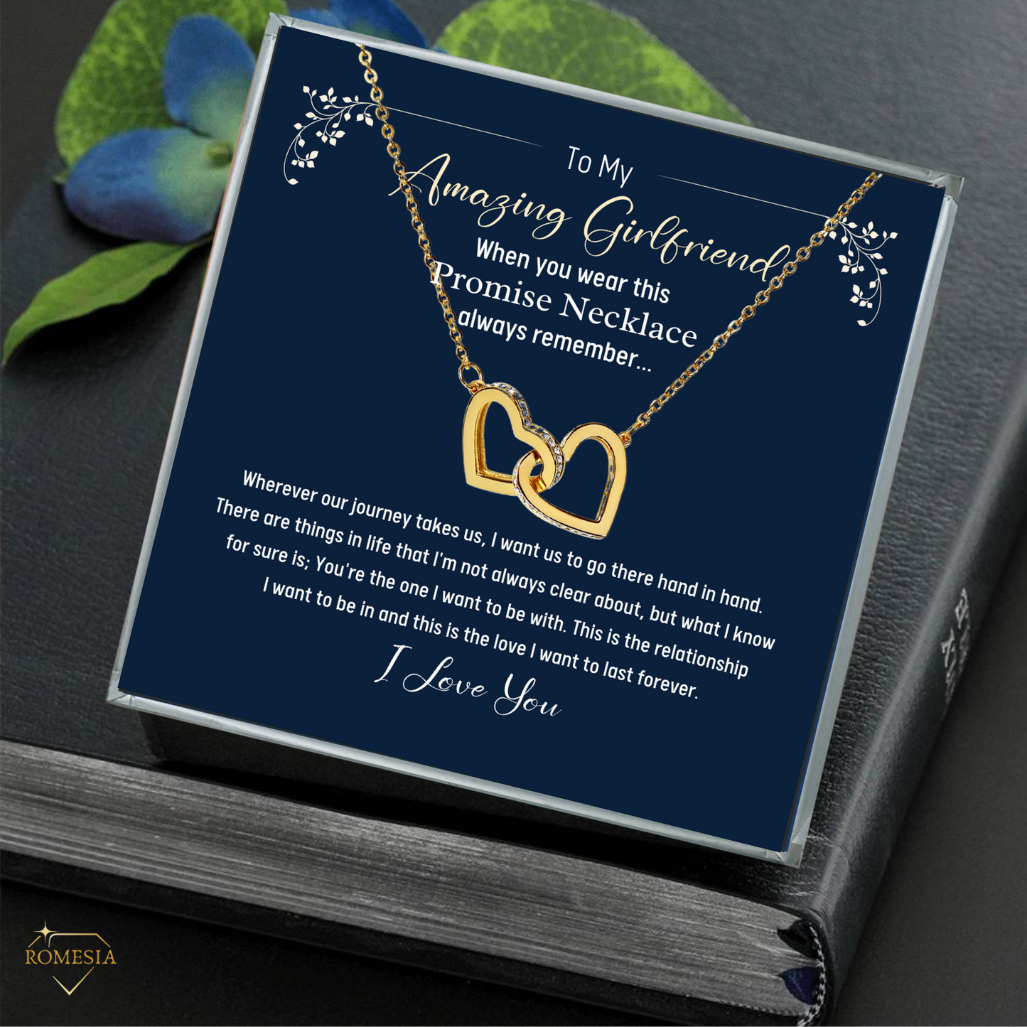 To My Amazing Girlfriend-Promise Necklace-Interlocking Hearts