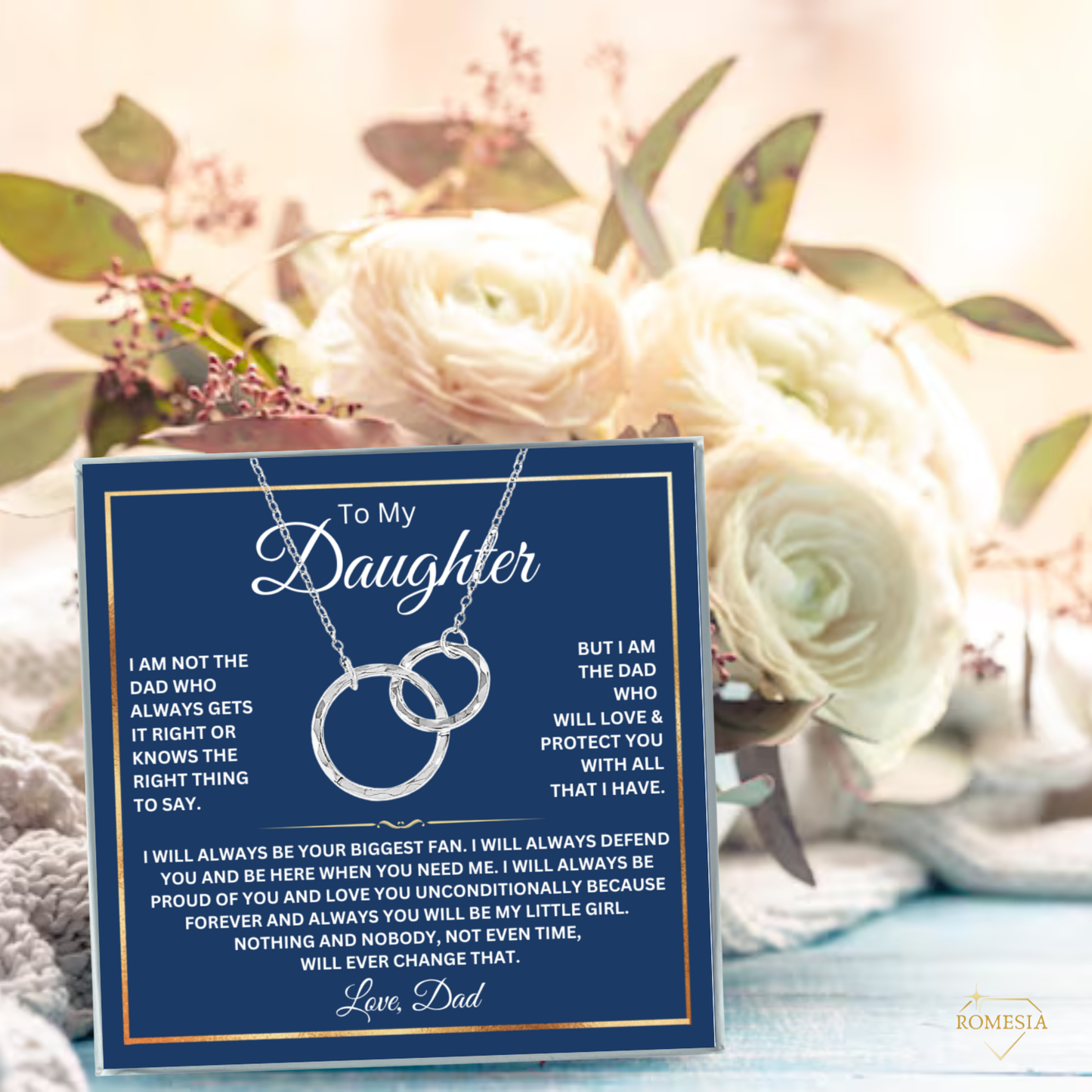 Father and Daughter Sterling Silver Double Ring Pendent