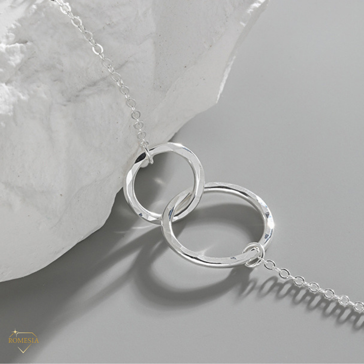 Father and Daughter Sterling Silver Double Ring Pendent