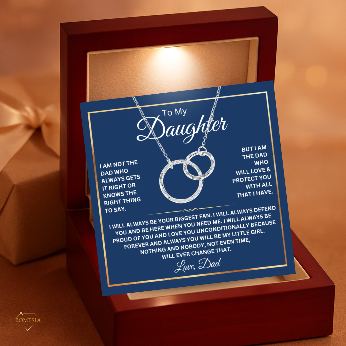 Father and Daughter Sterling Silver Double Ring Pendent